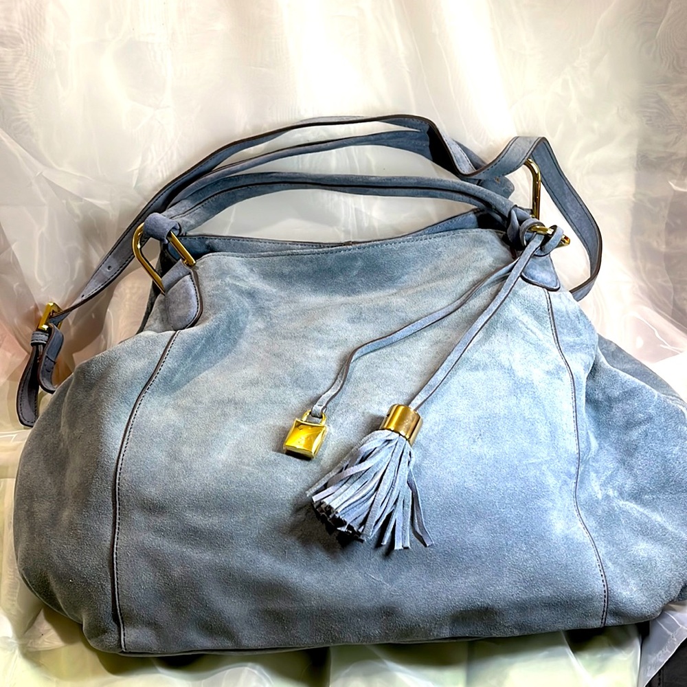 G.I.L.I - Got it Love it blue suede handbag.